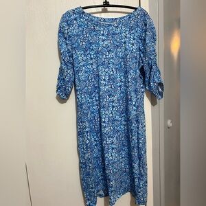 Lilly Pulitzer Medium 3/4 Sleeve Blue Floral Dress